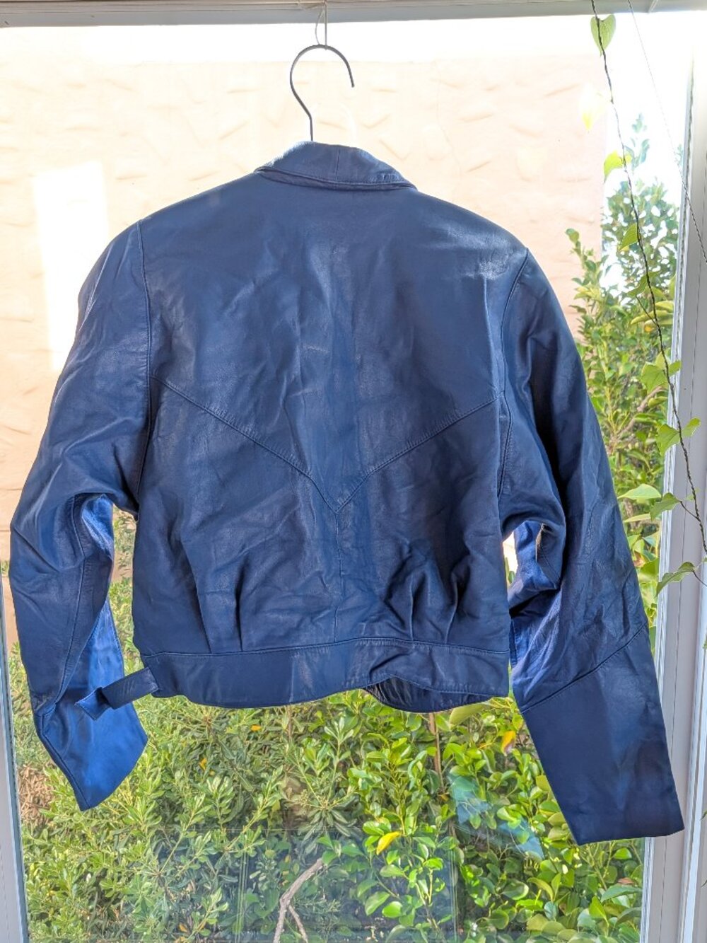 Pelle Cuir Womens Leather Jacket Size M Blue 80's Snap Front Moto VTG